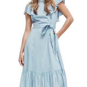 witchery green maxi dress Khari | Bottle Green High-Neck Twisted Maxi Dress With Drape main image 1